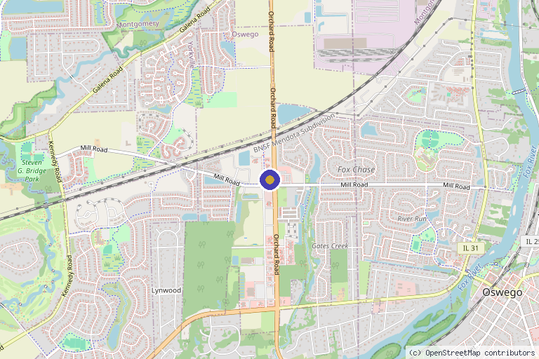 Map showing the location of HER Aesthetics Medical Spa in Oswego, IL