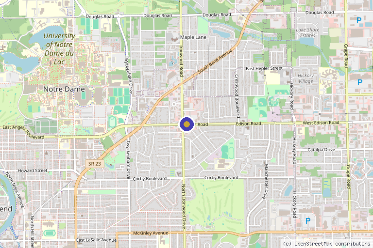 Map showing the location of House of Health in South Bend, IN