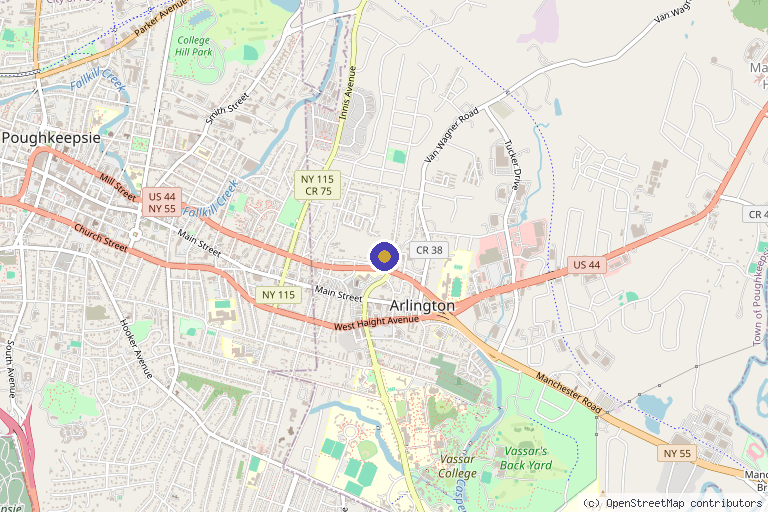Map showing the location of The Center For Regenerative Medicine in Poughkeepsie, NY
