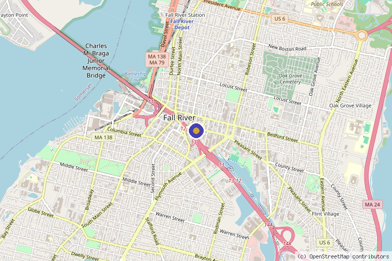 Map showing the location of Suite Life Health and Wellness in Fall River, MA