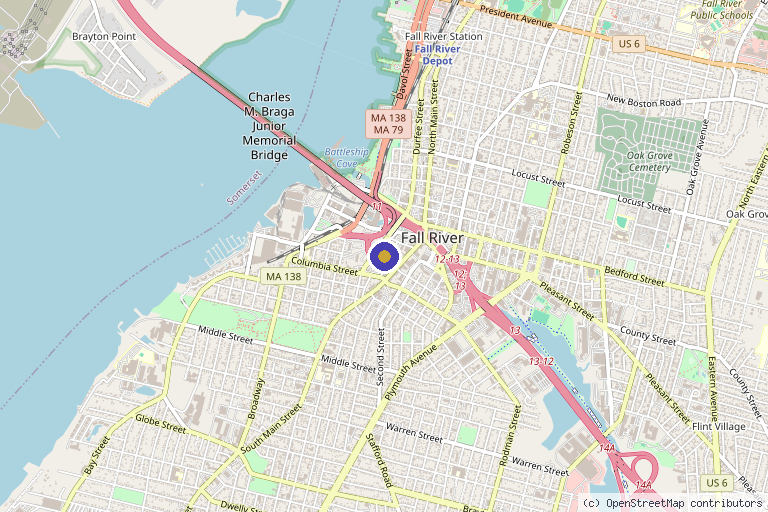 Map showing the location of Revive Med Spa & Aesthetics, PLLC in Fall River, MA