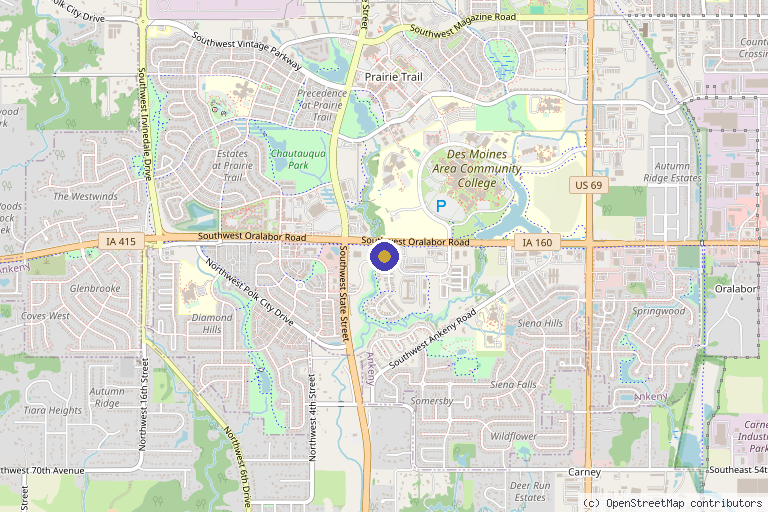 Map showing the location of 360 MedSpas in Ankeny, IA