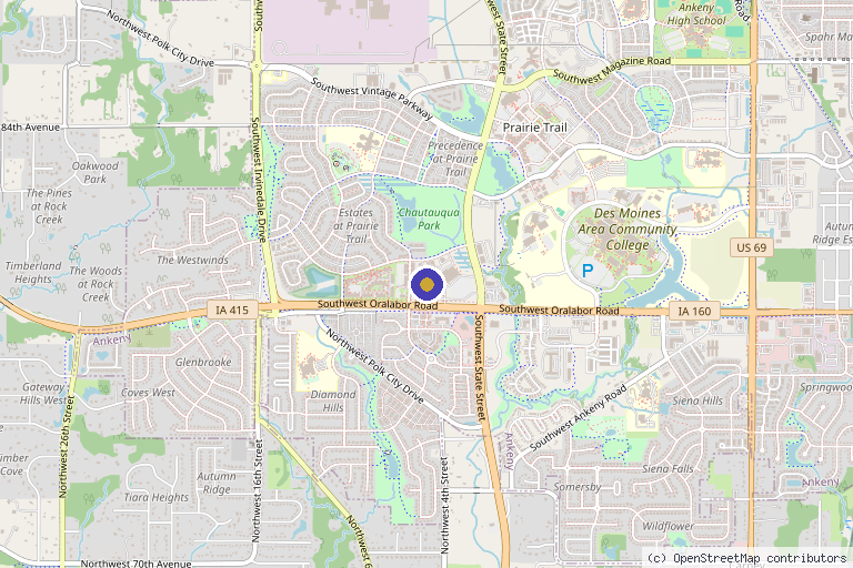 Map showing the location of Revive Dermatology Clinic and Spa in Ankeny, IA