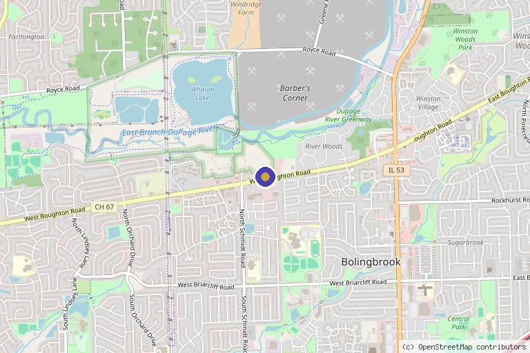 Map showing the location of ProMED Pain Rehabilitation Institute Non-Surgical Disc Center in Bolingbrook, IL