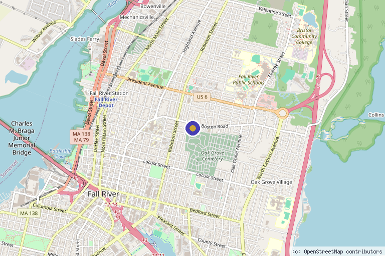 Map showing the location of Spa Noor in Fall River, MA