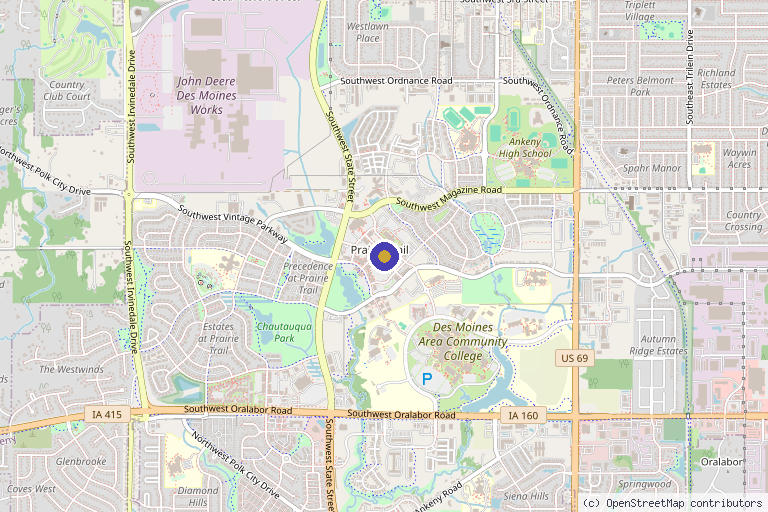 Map showing the location of Benway Beauty in Ankeny, IA
