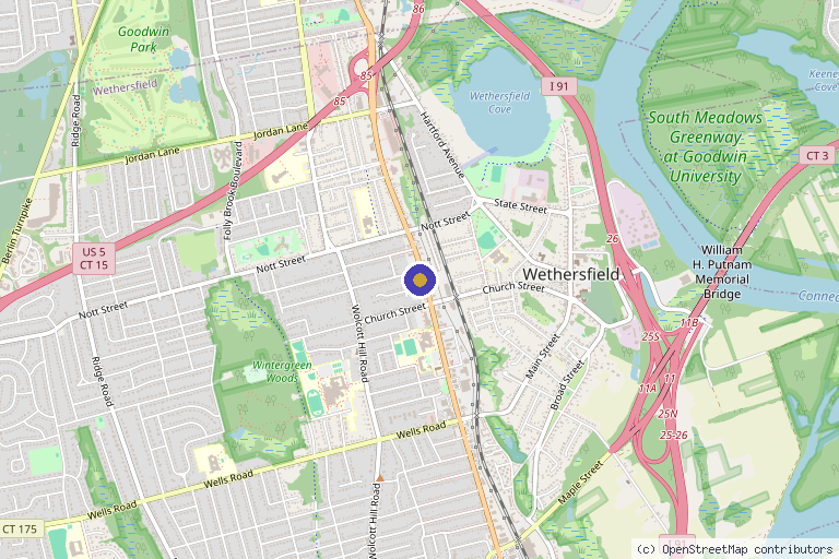 Map showing the location of Superior Health & Wellness Clinic in Wethersfield, CT