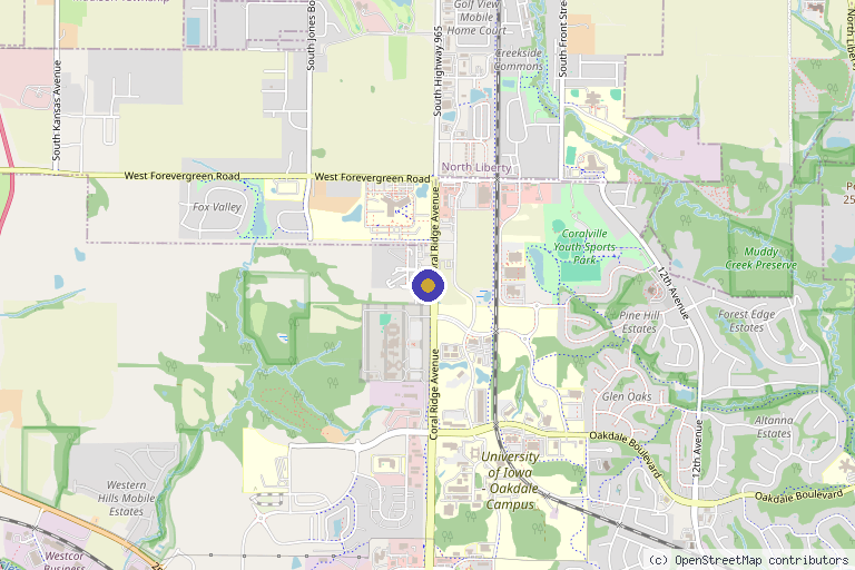 Map showing the location of Radiance Medical Spa in Coralville, IA