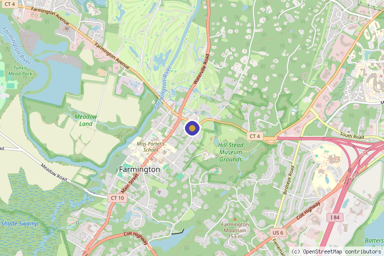 Map showing the location of Modern Glo Medical Aesthetic Skin Studio in Farmington, CT