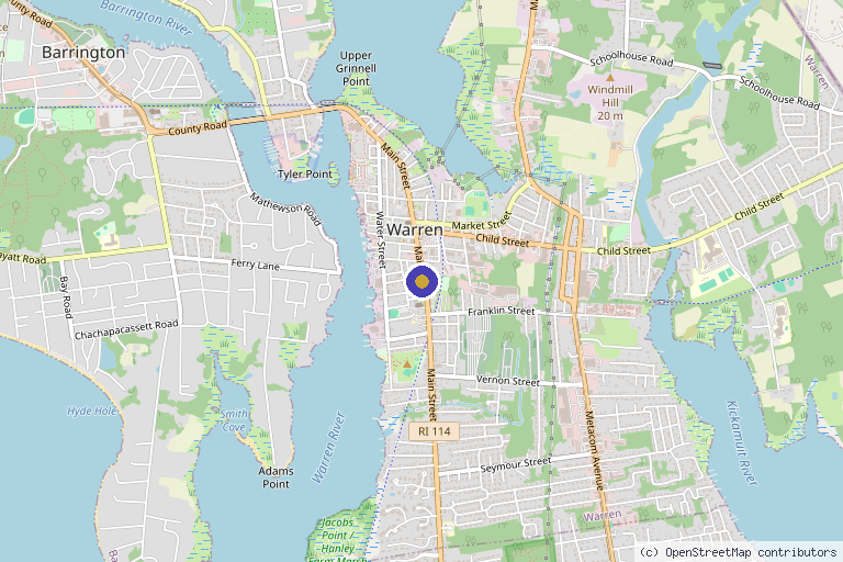 Map showing the location of La Vie En Rose Esthetics - Warren, RI Botox, Laser, Weight loss,Body Sculpting, Infusion, and AviClear Acne Treatment in Warren, RI