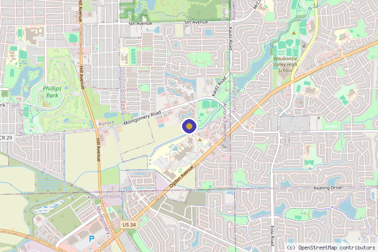 Map showing the location of The Neuroscience and Spine Institute in Aurora, IL