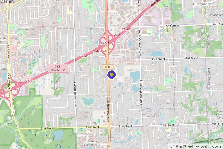 Map showing the location of Eternal Beauty Medical Spa in Burr Ridge, IL