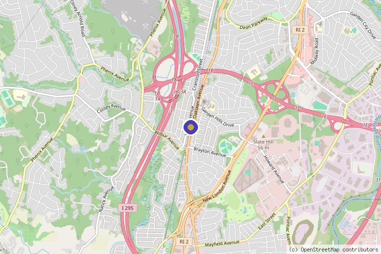 Map showing the location of Scalpmasters - Scalp Micropigmentation Hair Clinic in Cranston, RI