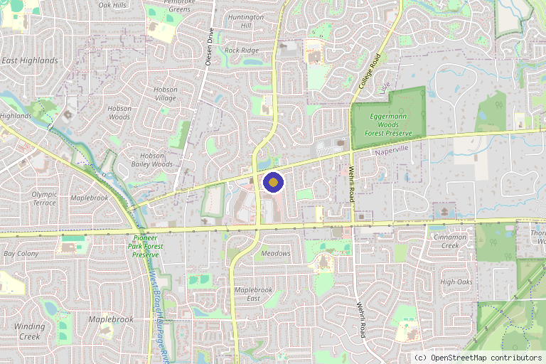 Map showing the location of Blue Seas Med Spa in Naperville, IL