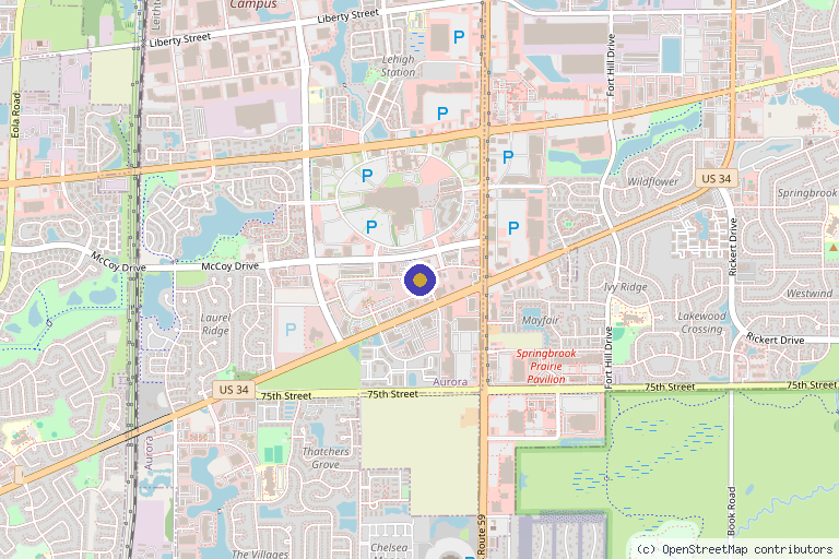 Map showing the location of you+ Medical Aesthetics - Aurora in Aurora, IL