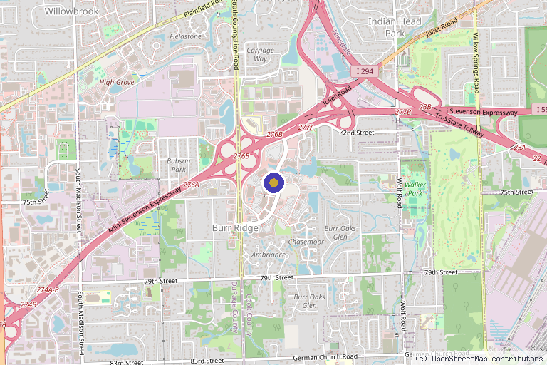 Map showing the location of The Injection Vault Med Spa & Aesthetics in Burr Ridge, IL
