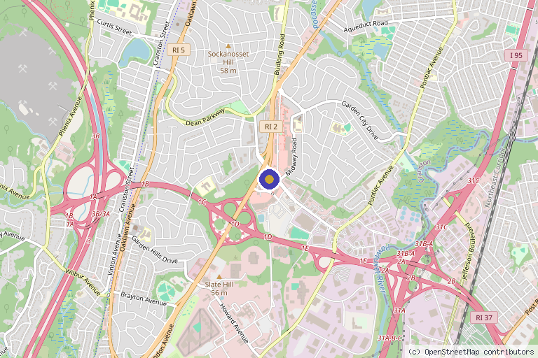 Map showing the location of Polacek Center for Plastic Surgery: Lori G. Polacek, MD in Cranston, RI