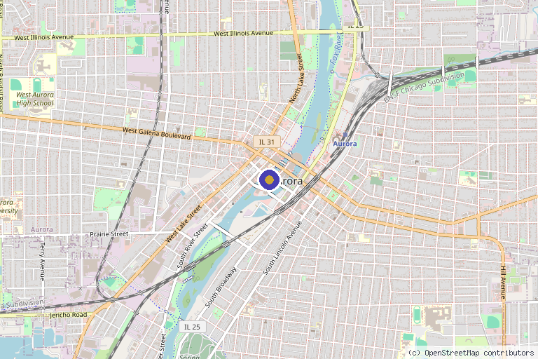 Map showing the location of MT Aesthetic Skin in Aurora, IL