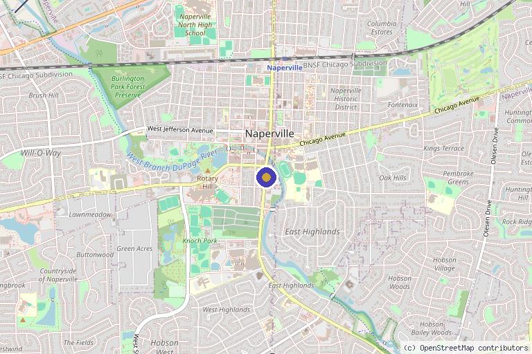 Map showing the location of IB THERAPY PLLC in Naperville, IL