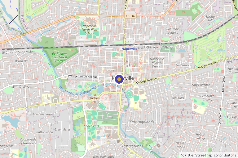 Map showing the location of RADIANT a medspa in Naperville, IL