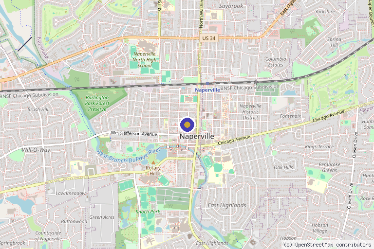 Map showing the location of Concierge Aesthetics & Plastic Surgery in Naperville, IL