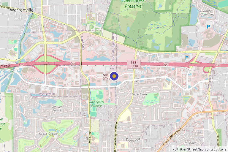 Map showing the location of Jourdan M. Cancienne, MD in Naperville, IL