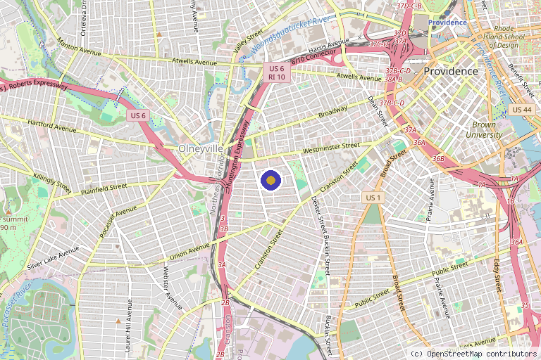 Map showing the location of Dr. Paul Tortland, DO in Providence, RI
