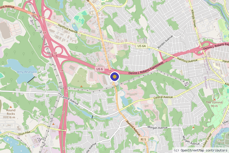 Map showing the location of Rhody's Ageless Beauty in Johnston, RI