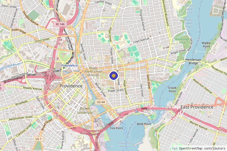 Map showing the location of Bath lab in Providence, RI