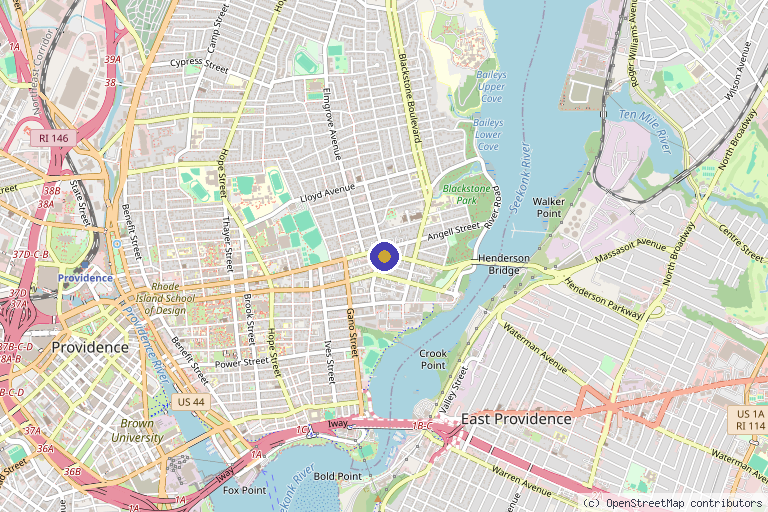 Map showing the location of Allura Medical Esthetics in Providence, RI