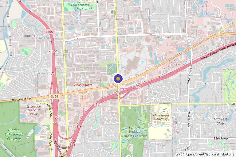 Map showing the location of Revolution New Medicine in Aurora, IL