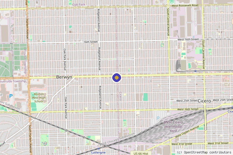 Map showing the location of Elite Med Spa in Berwyn, IL