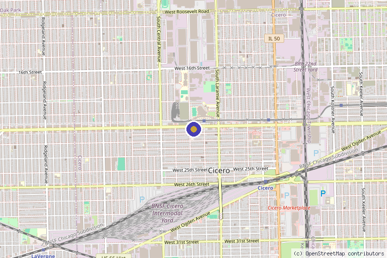 Map showing the location of NewU MedSpa in Cicero, IL