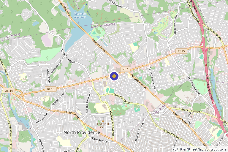 Map showing the location of Rejuvenation Bar in North Providence, RI