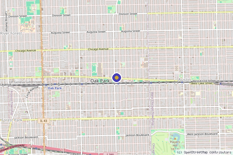 Map showing the location of Restorative Medspa & Hair Transplant Center in Oak Park, IL