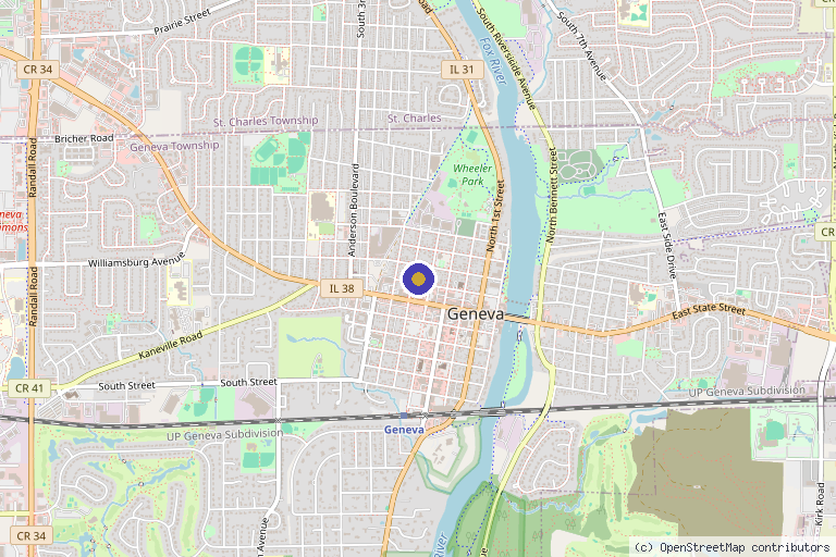 Map showing the location of DB Aesthetics and Wellness in Geneva, IL