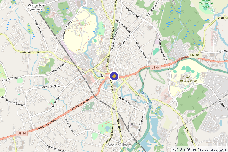 Map showing the location of Roberta Barros Beauty Clinic in Taunton, MA