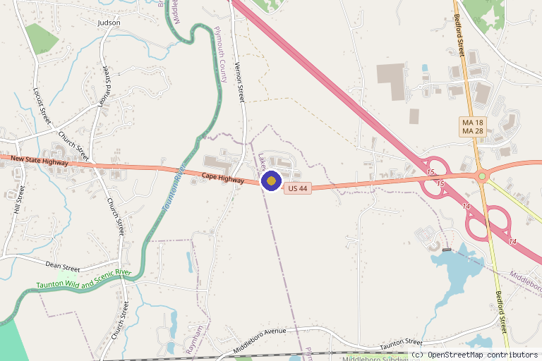 Map showing the location of Moi Health and Wellness in Lakeville, MA