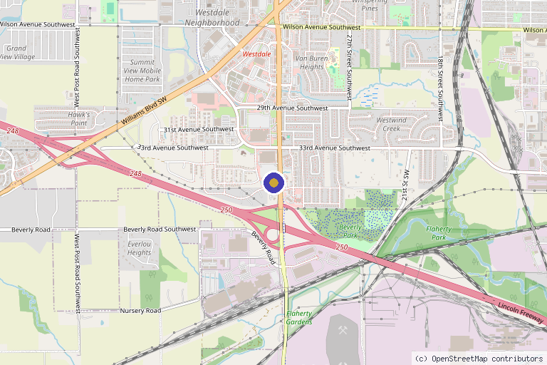 Map showing the location of Performance Therapies, P.C. in Cedar Rapids, IA