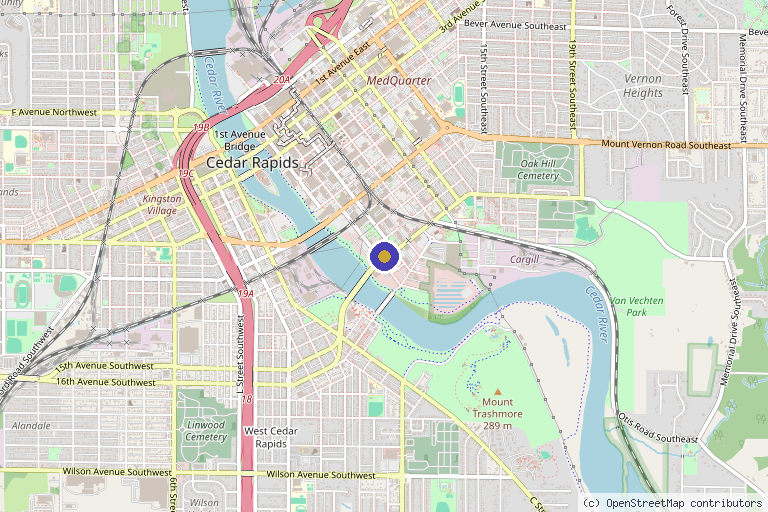 Map showing the location of Revive Aesthetics & Wellbeing in Cedar Rapids, IA