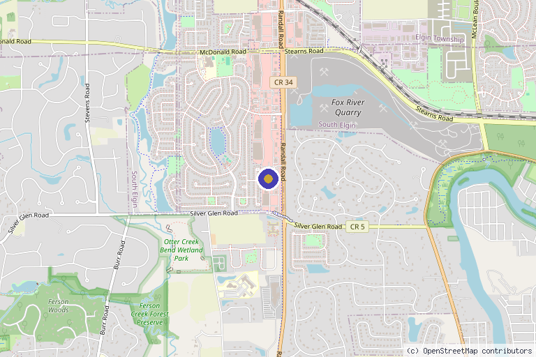 Map showing the location of Zenova Med Spa in South Elgin, IL