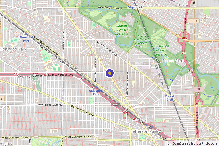 Map showing the location of Botox & PRP Chicago in Chicago, IL