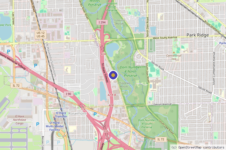 Map showing the location of Vitagen Aesthetics in Des Plaines, IL