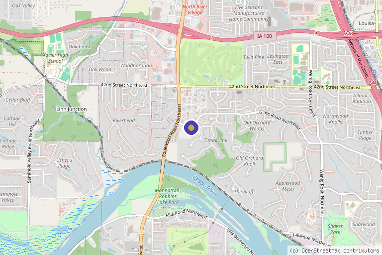 Map showing the location of Cedar Rapids Pain Associates in Cedar Rapids, IA