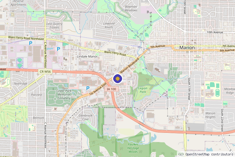 Map showing the location of GenXovite in Cedar Rapids, IA