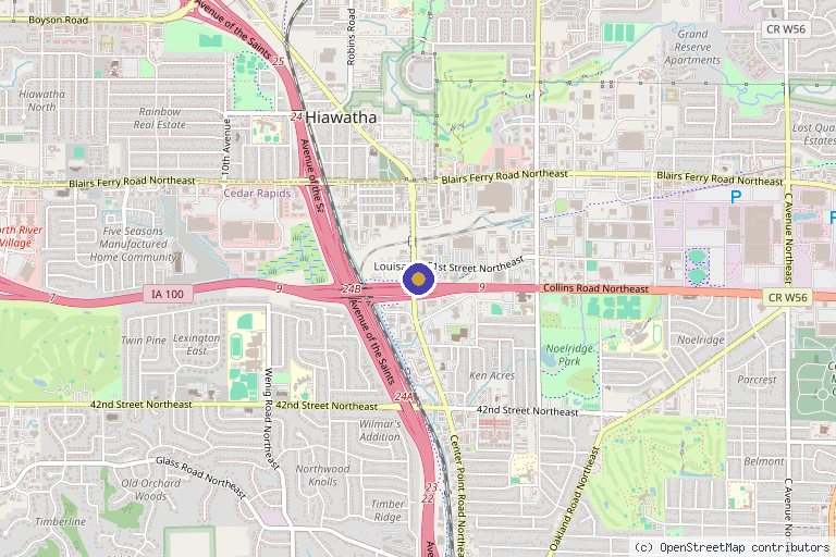 Map showing the location of InMotion Pain Solutions in Cedar Rapids, IA