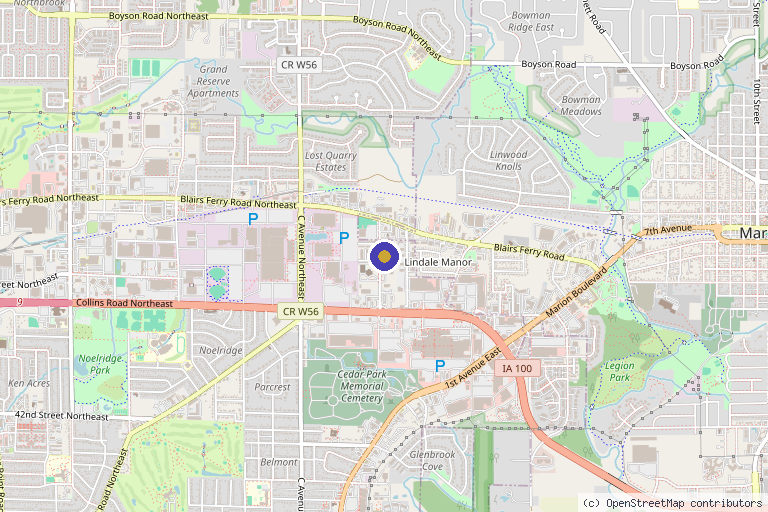 Map showing the location of Advanced Therapy Specialists in Cedar Rapids, IA