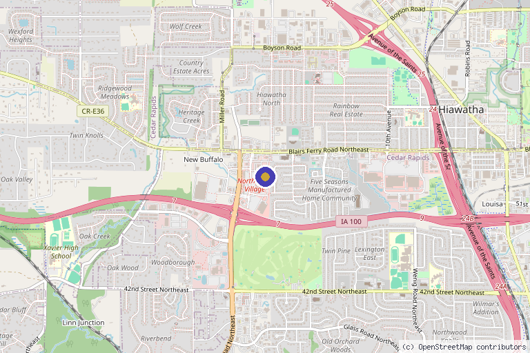 Map showing the location of Kalen & Co. Aesthetics in Cedar Rapids, IA