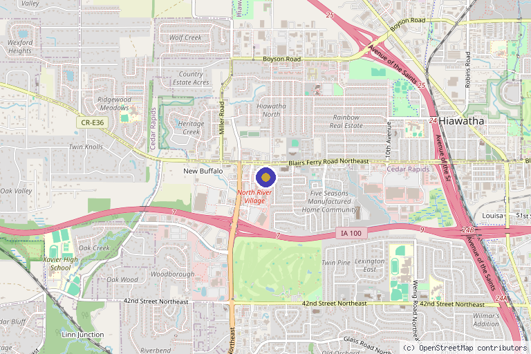 Map showing the location of Ritual Med Boutique in Cedar Rapids, IA