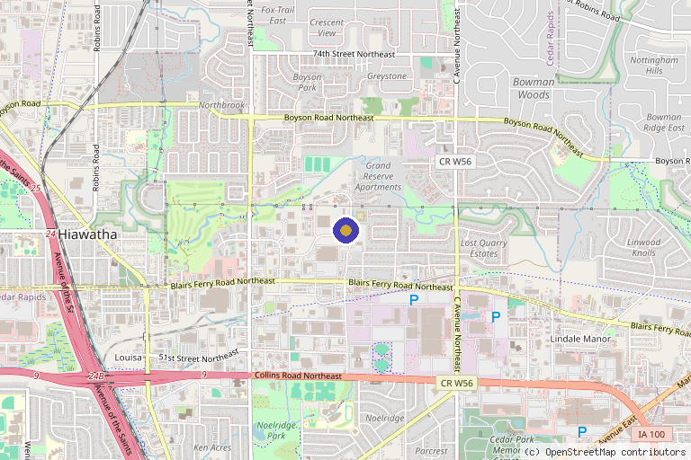 Map showing the location of Progressive Rehabilitation Medicine in Cedar Rapids, IA